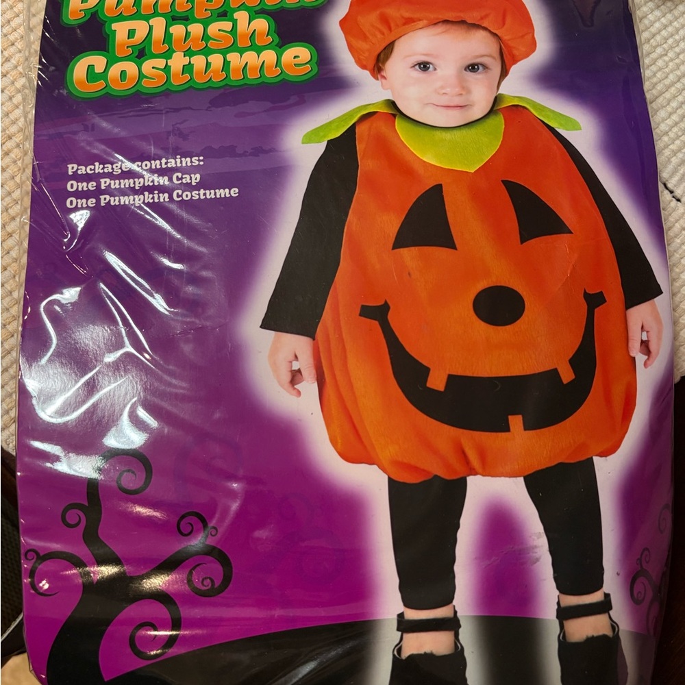Pumpkin Plush Costume for Kids - Orange and Black Size 24 Months